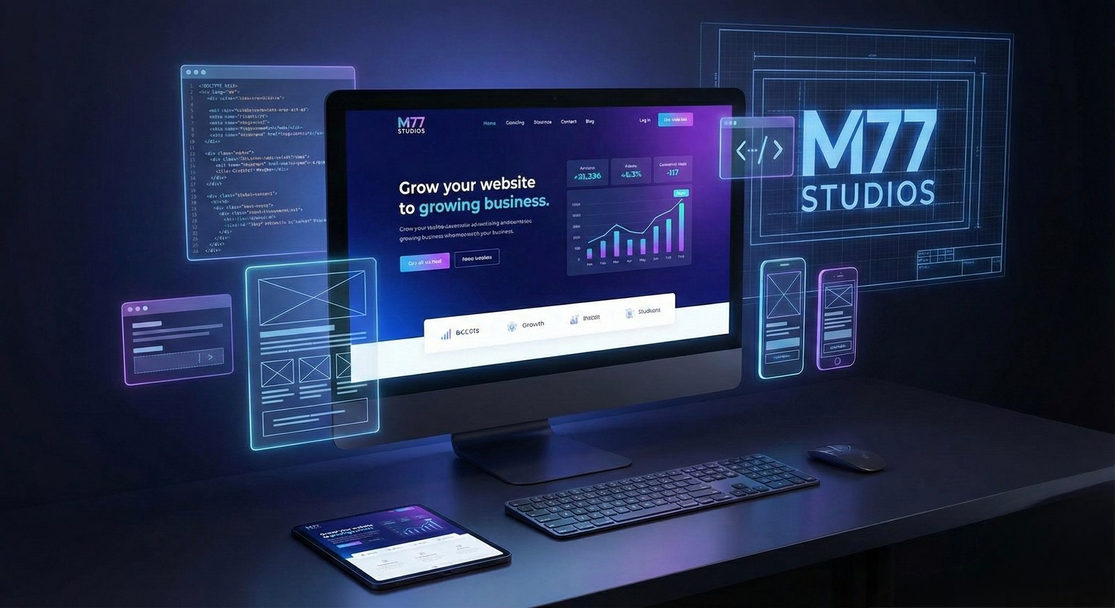 M77 Studios web design showcase