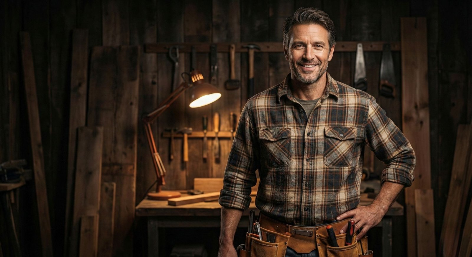 Professional handyman with tool belt