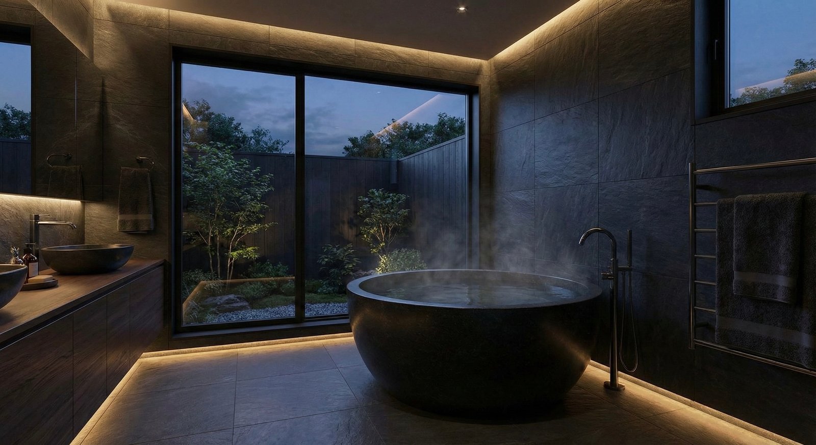 Spa bathroom with soaking tub